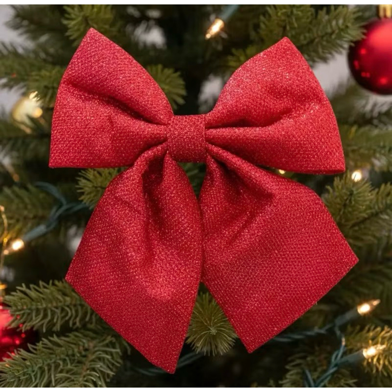 ENFEITE LAÇO NATALINO | TAM.: 30x25 | DECORAÇÃO ÁRVORE DE NATAL | PAPAI NOEL | LAÇO VERMELHO