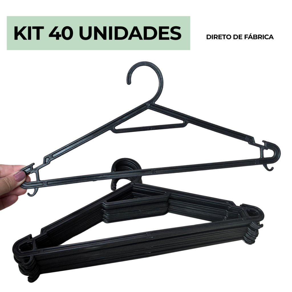 Kit 40 Cabides Adulto Organizador de Roupas Preço de Fábrica  - ESTRELA G007 em Oferta na Shopee