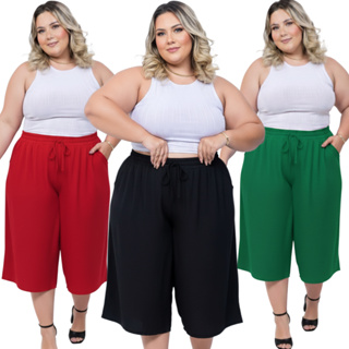 Calça Pantacourt Duna Feminina Plus Size  Moda Casual  Elegante Premium em Oferta na Shopee