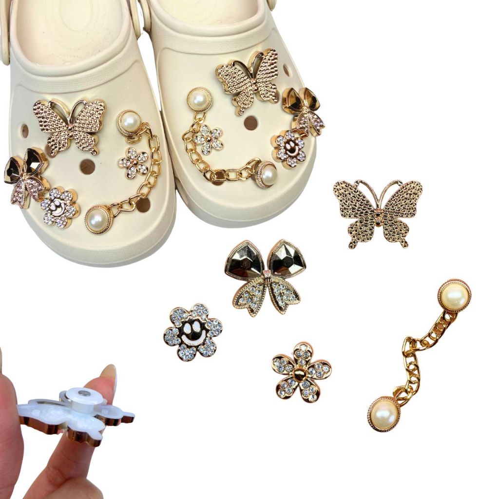 Kit Bottons Para Babuche Feminina Pins Decorativos Para Babuche Acessórios ABS de Luxo com Pérolas e Brilho em Oferta na Shopee