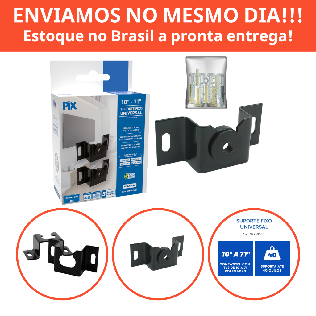 Suporte TV Fixo Slim Parede Painel 10 a 85 Polegadas Design Moderno Discreto Kit Instalação Ambiente Clean