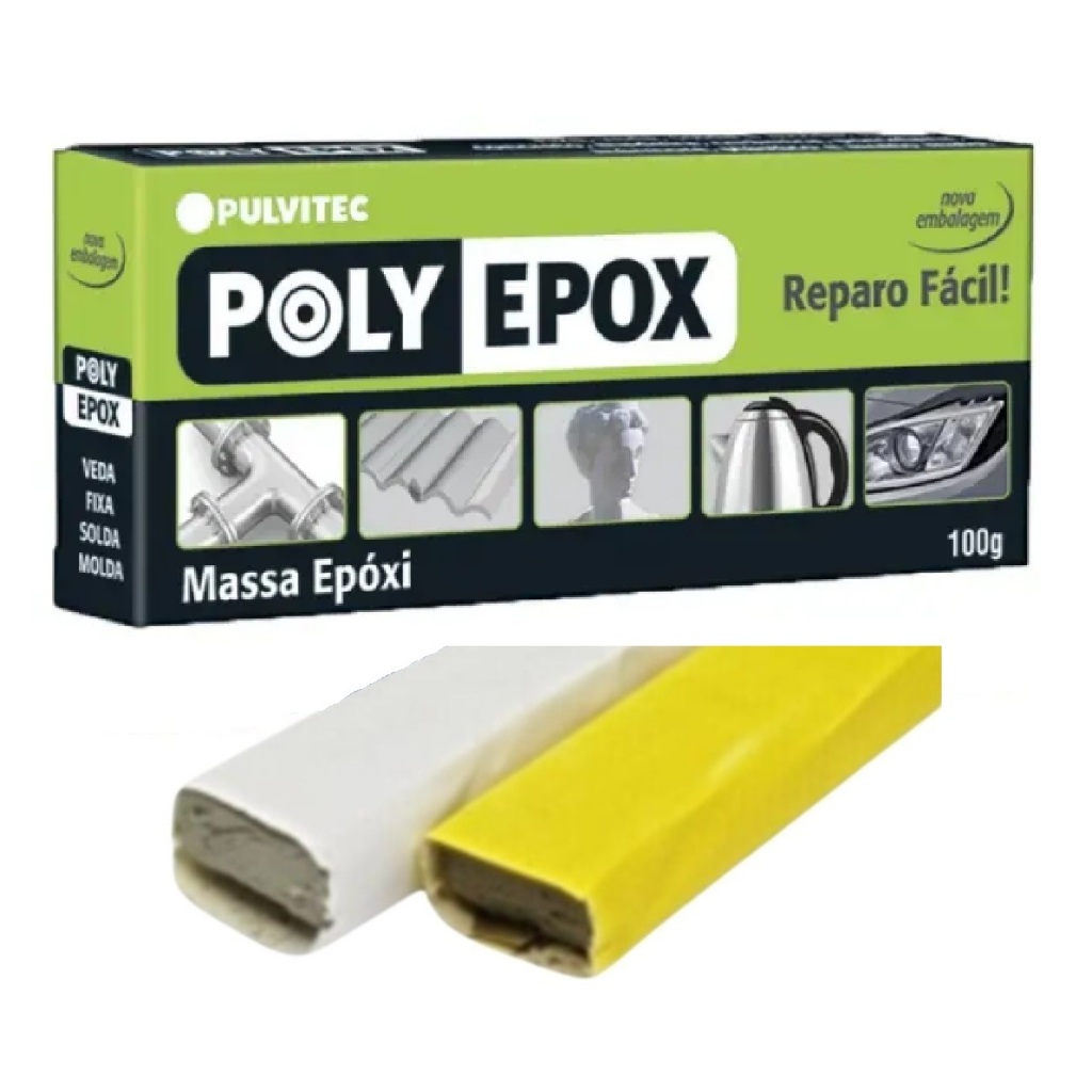 Adesivo Massa Poliepox 100g - Fixa, veda, molda e solda em Oferta na Shopee