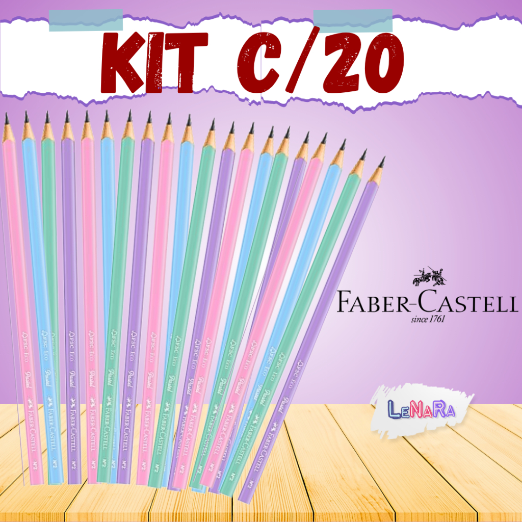 Lápis de escrever pastel Faber Castell kit até 20 lápis em Oferta na Shopee