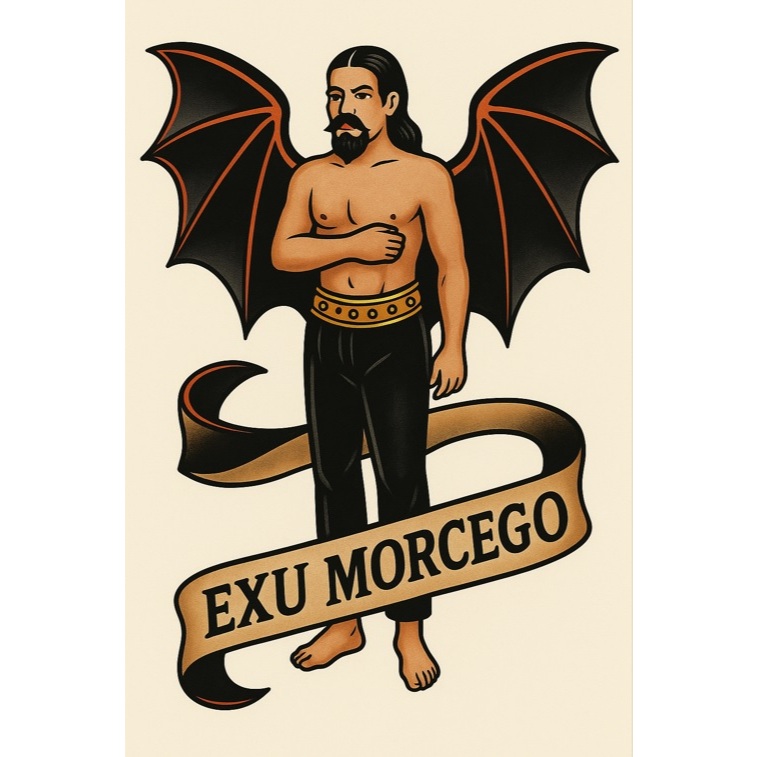 Quadro Decorativo Exu Morcego - Estilo Old School 60x40cm