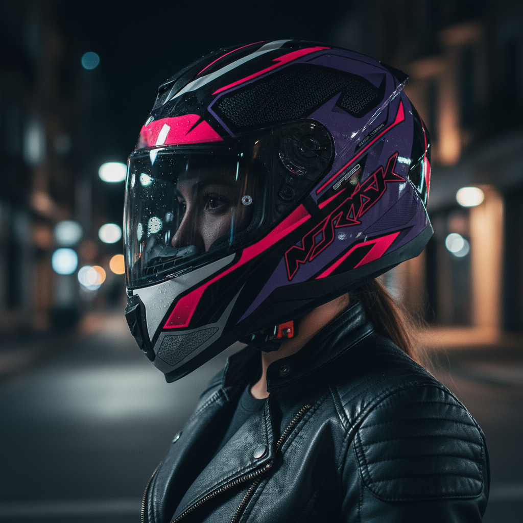 Capacete Moto Confortável Fechado Norisk FF802 Razor Speedmax Brilhante Black Pink Feminino