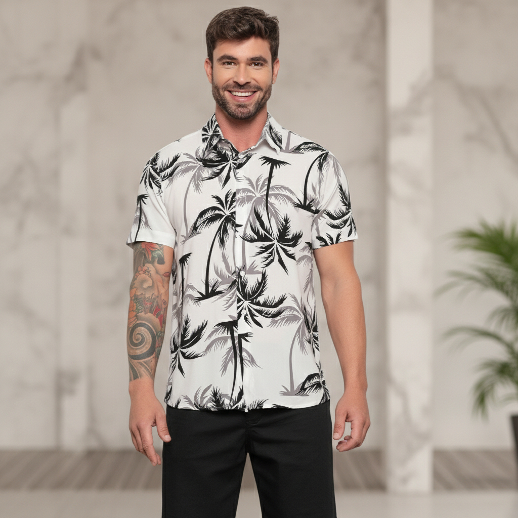 Camisa Florida Masculina Social Floral Moda Praia Masculina havaiano