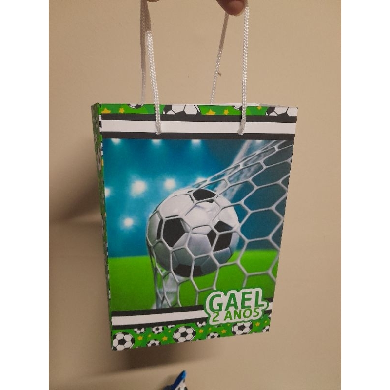 Sacolinha personalizada M tema futebol/lembrancinhas para aniversário futebol/Sacolinha surpresa