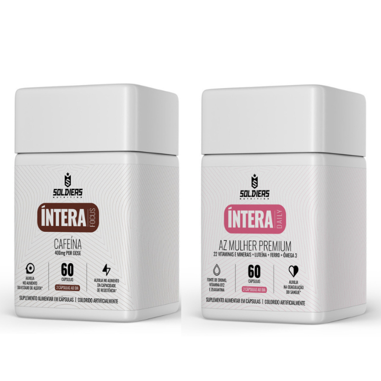 Kit: Termogênico Cafeína intera + Multivitamínico Az Mulher Íntera Daily Natural Soldiers Nutrition em Oferta na Shopee