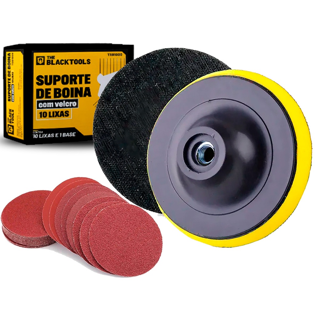 Suporte De Boina Furadeira Lixadeira Para Disco 125mm M14 C/ 10 Discos De Lixa Furadeira Lixadeira em Oferta na Shopee