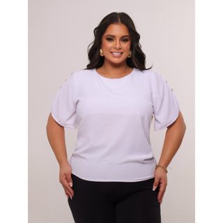 Blusa Feminia Soltina Plus Size Com Botões Nas Mangas  Curve Premier Verão EG G1 G2 em Oferta na Shopee