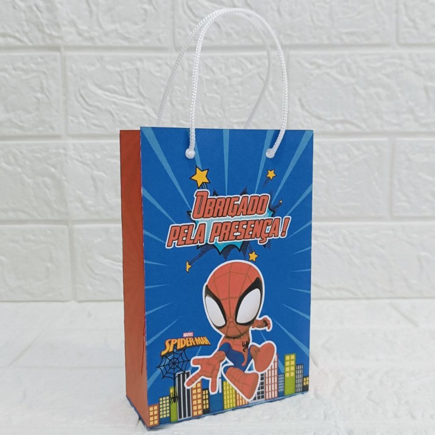 10 Sacolinhas Personalizadas Homem Aranha - Spider Men - Homem Aranha kids . Fazemos Todos os Temas