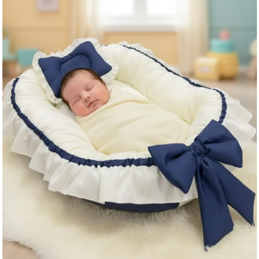 Ninho Redutor De Berço Para Bebe Com Laço E Travesseirinho MENINOS várias cores e temas em Oferta na Shopee
