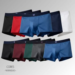Kit 10 Cuecas Boxer Masculina Adulto Lisa Poliamida Confortável E Leve em Oferta na Shopee