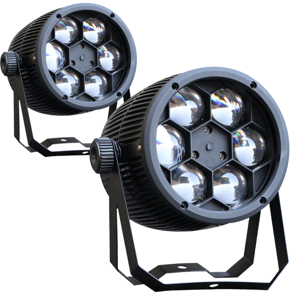 Kit 2 Canhao Projetor Led Bee Eye SOG-610 6 Leds 12w Rgbw Sensor de Som Automatico Dmx