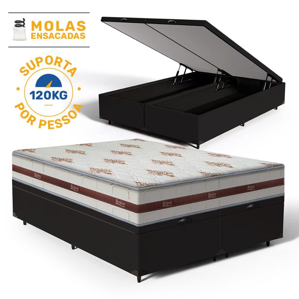 Cama Box Baú com Colchão de Molas Ensacadas Anjos Classic Queen 158cm em Oferta na Shopee