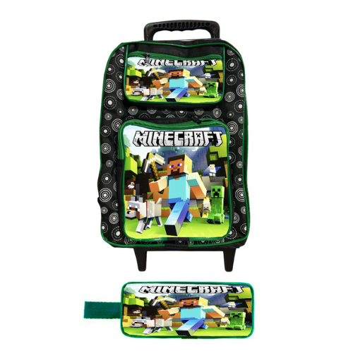 Kit Mochila Rodinha e Estojo Infantil Escolar Masculino Menino Personagem Minecraft em Oferta na Shopee