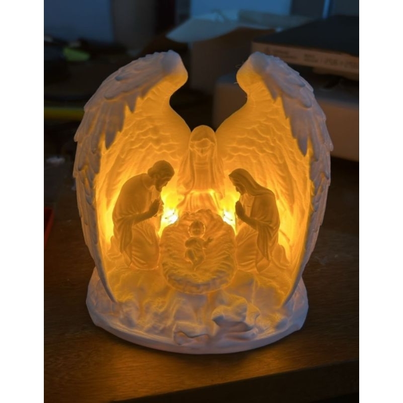 Mini luminária decorativa impressão 3D presépio natalino nascimento de cristo anjo da guarda rte dercoração presente