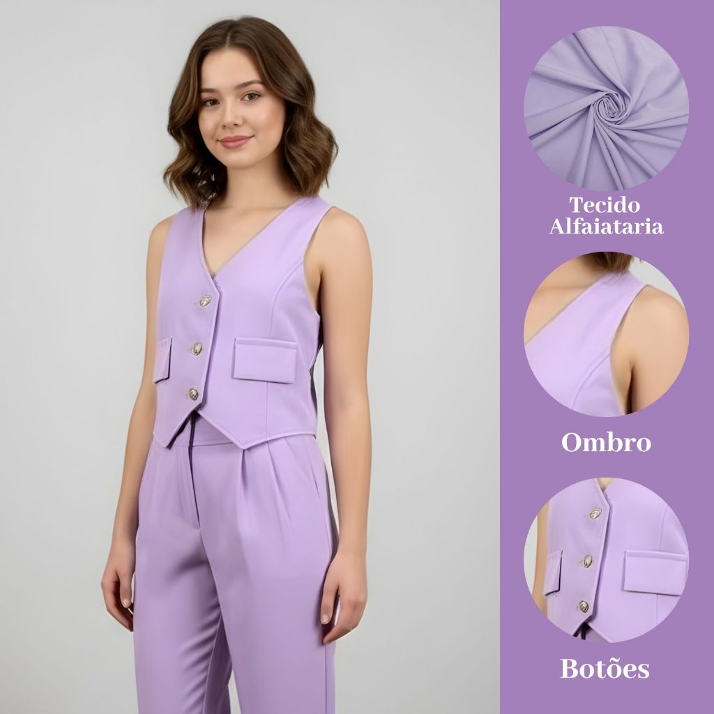 Conjunto Feminina Juvenil e Infantil  Alfaiataria Colete e Calça - Disponível do 10 ao 16 Em Vários Tamanhos em Oferta na Shopee