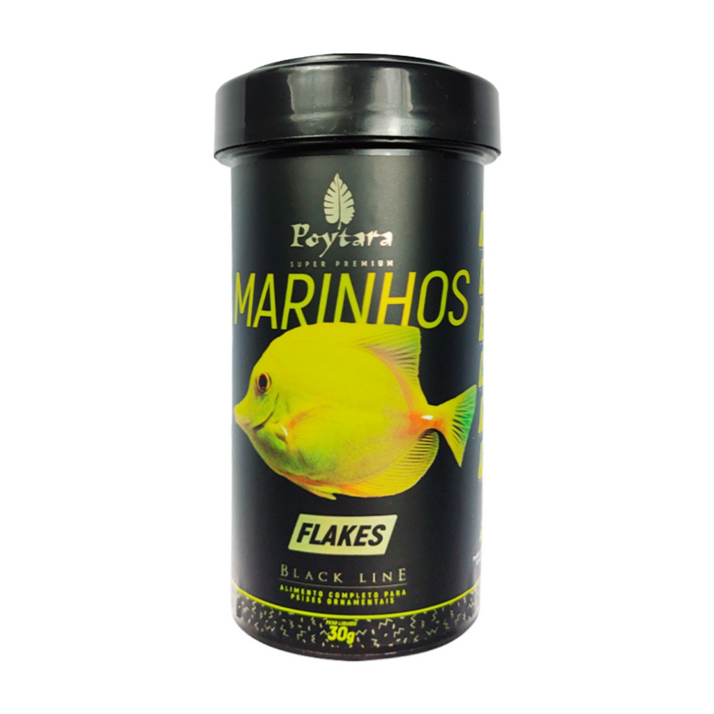 Ração Poytara Para Peixe Marinhos Flakes 30g Black Line