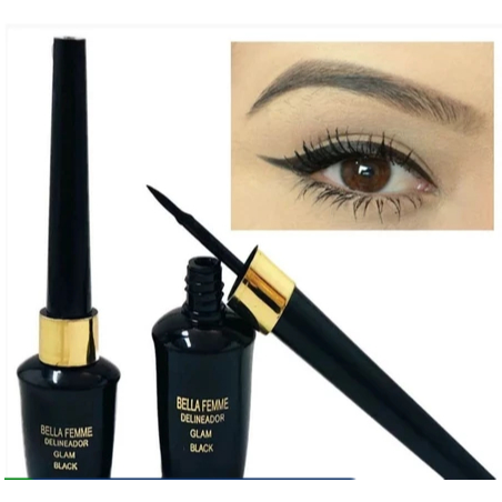 Bella Femme Delineador Líquido Preto Glam Black Matte a Prova D’agua Delineado Gatinho BF10041