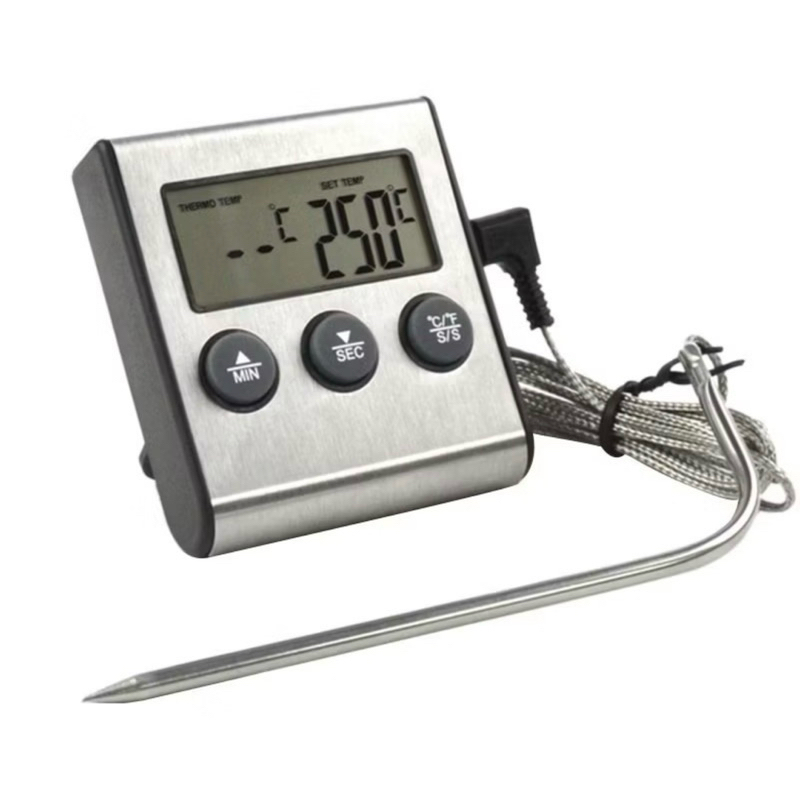 Termômetro digital para cozinha, temperatura de alimentos e carne para forno, churrasqueira,  temporizador COM PILHA
