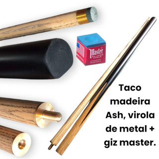 Taco de sinuca Taco de bilhar Madeira Ash Totó Jogo de sinuca Taco bipartido + giz