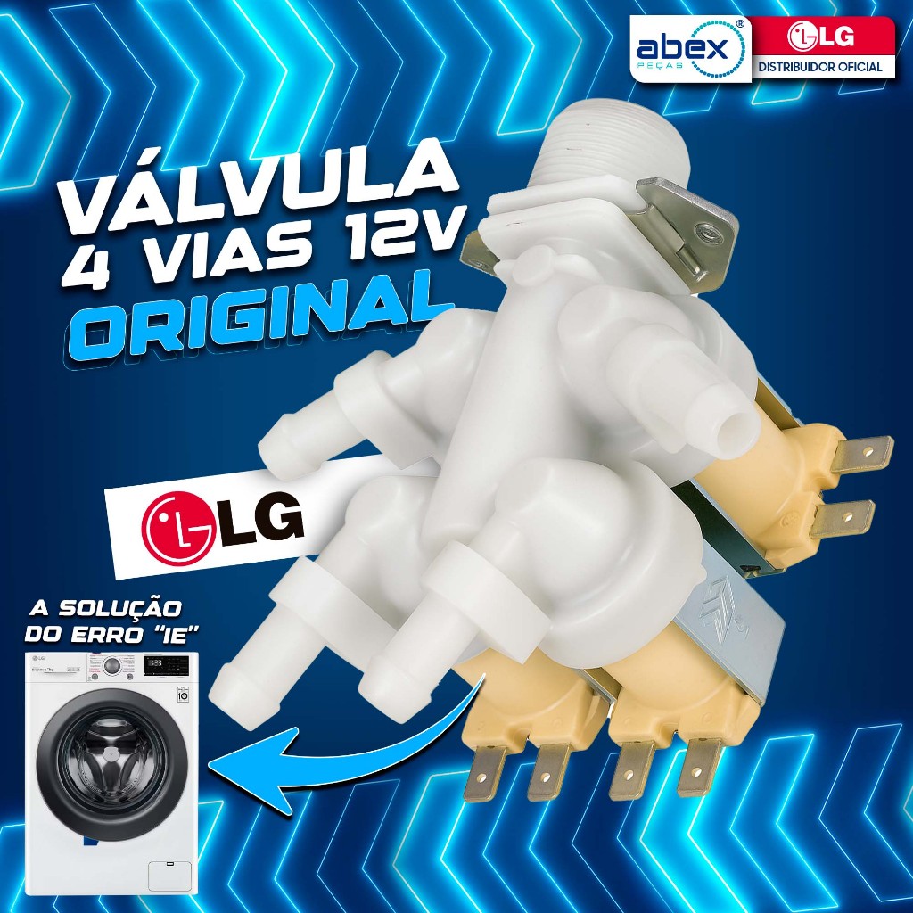 Válvula 4 Vias 12v Lavadora LG 5220FR2008N CV5011 CV9013 CV5010 CV7011 CV9011 AJU75412402 Original