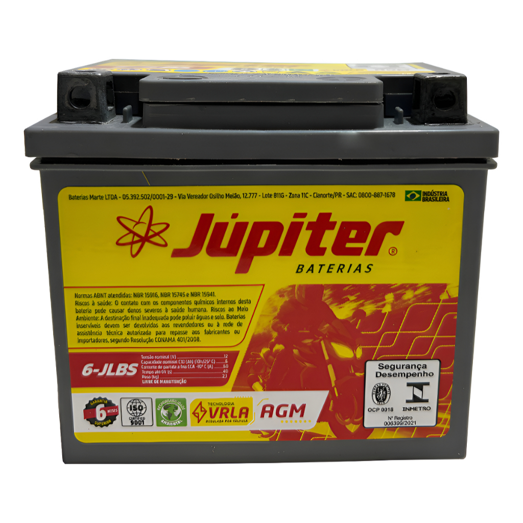 Imagem Júpiter Bat. Moto 6lbs Gel Amg Titan Biz Bros Nxr Fan 6ah