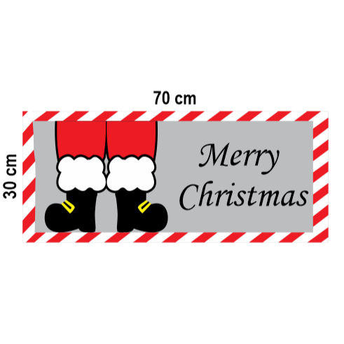 Tapete Capacho Merry Christmas Feliz natal Com Botas do Papai Noel 70X30 cm Natalino.