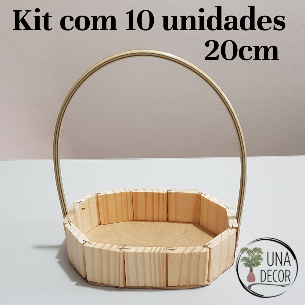 Kit 10 Cestas madeira 20cm oval - Presentes,Dia das Mães,Namorados,Kit Spa,Decoração, Brindes, Natal