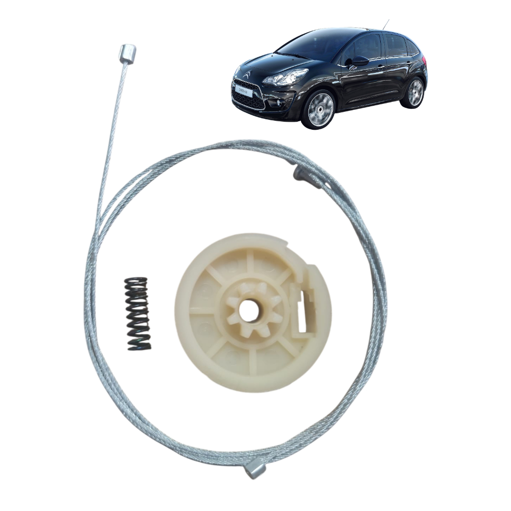 Kit Reparo Maquina Vidro Eletrico Cabo Traseiro Citroen C3 1 Mola  2010 a 2013