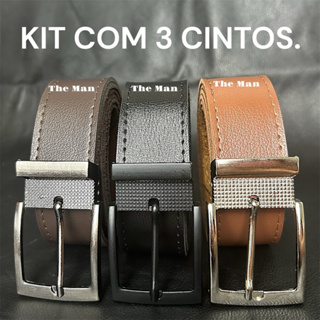 Kit 3 Cinto Masculino Couro Montana - 125CM ou 150CM(PLUS-SIZE). em Oferta na Shopee