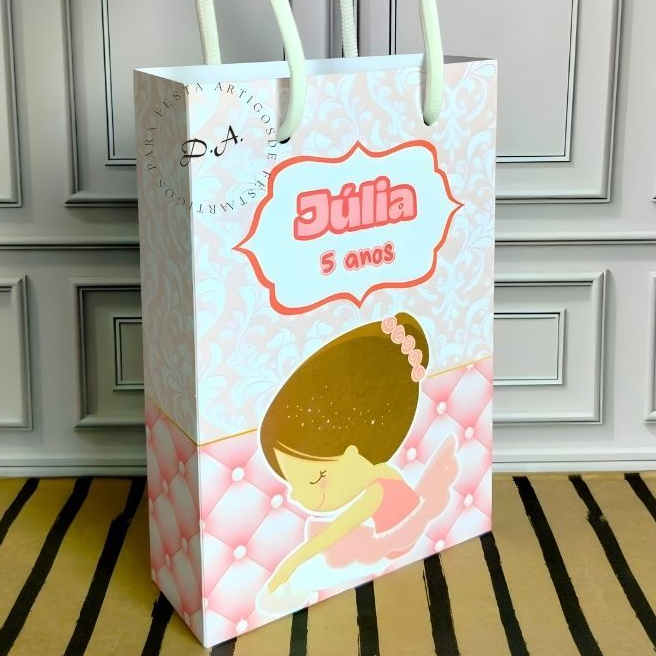 SACOLINHA 10x15 PERSONALIZADA BAILARINA. SACOLA SURPRESA LEMBRANCINHA PEGUE E MONTE