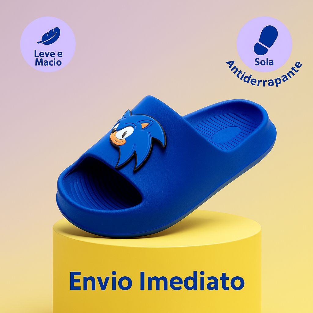 Chinelo Slide Infantil Masculino Feminino com Personagem – Solado Seguro e Confortável