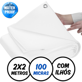 Lona Plástica Impermeável Branca 2 x 2 Metros com Ilhós Reforçados em Oferta na Shopee