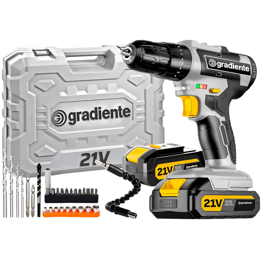 Parafusadeira E Furadeira De Impacto Profissional 21v Modelo Gpb21vx 2 Baterias C/ Maleta Gradiente em Oferta na Shopee