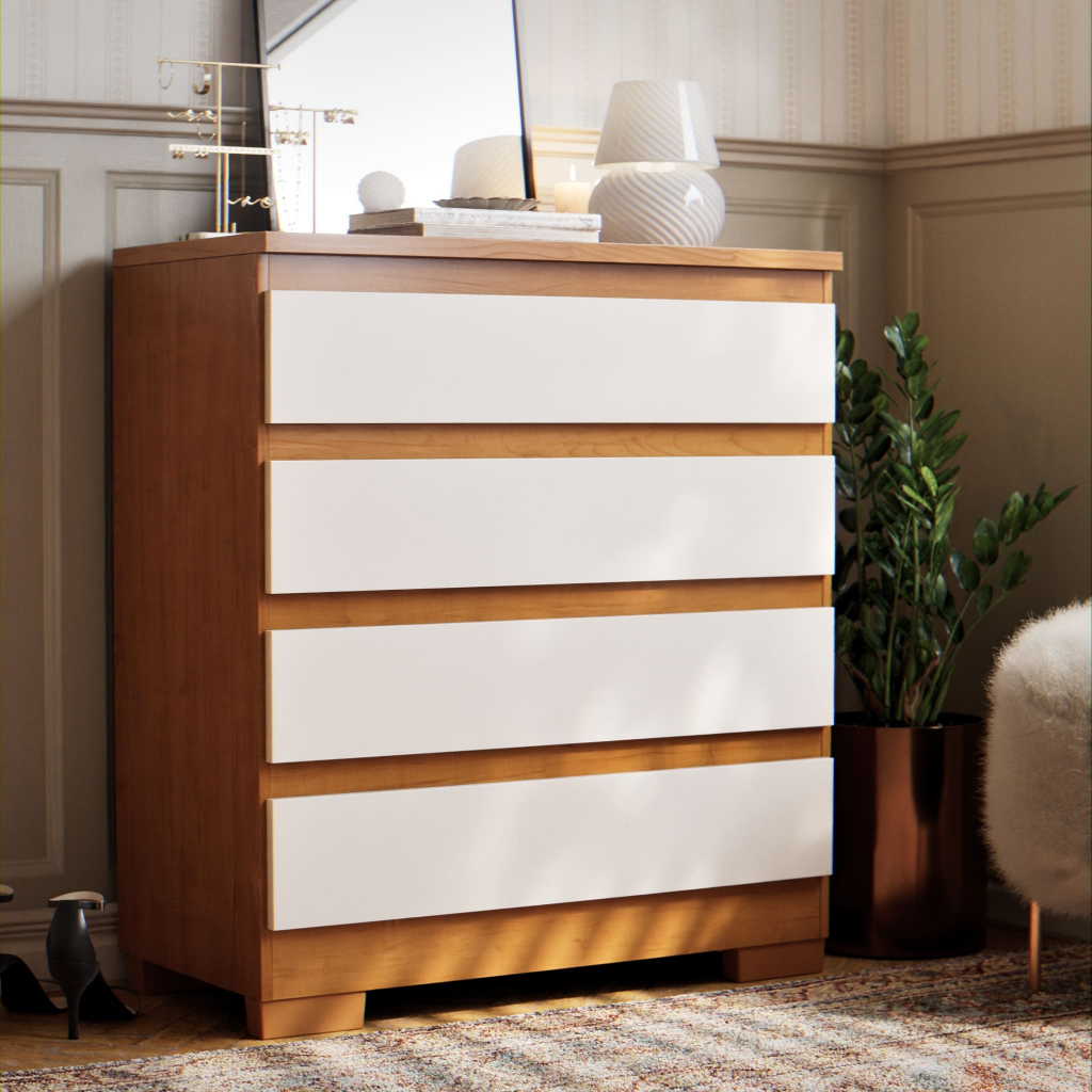 Cômoda Imperial 4 Gavetas Branco Nature Off White MDF MDP Quarto Casal Solteiro Infantil em Oferta na Shopee