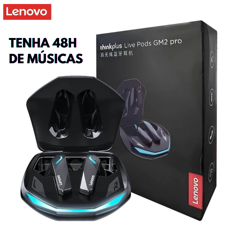 Fone Bluetooth Lenovo Thinkplus GM2 Pro Original Earbuds /Microfone Ant-ruídos Sem Fio Prova de Água