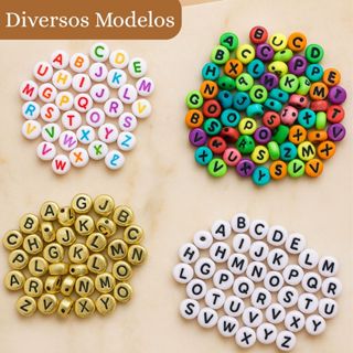 600 Peças Miçanga de Letra Alfabeto Para Pulseira Colar 7mm Redonda Bijuteria em Oferta na Shopee