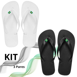 Kit Chinelo Masculino Feminino Brasil Branco Preto