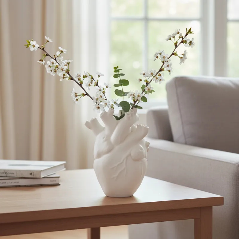 VASO DECORATIVO CORAÇÃO HEART MÃE - NAMORADOS - ADORNO PARA QUARTO SALA PRESENTE FLORES SECAS