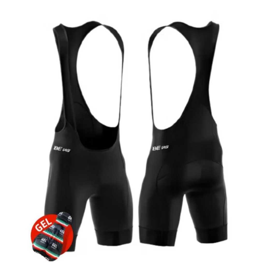 Bermuda Bretelle Ciclismo BeFast Preto Forro de GEL Pedal Roupa Masculina Bike  Alta Performance