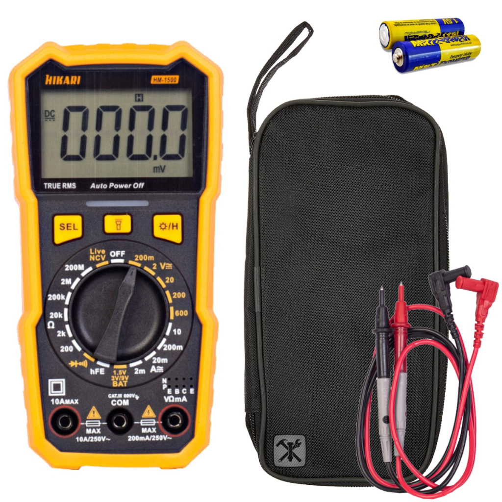 Multímetro Digital Hm-1500 Hikari True Rms Linha Com Bolsa