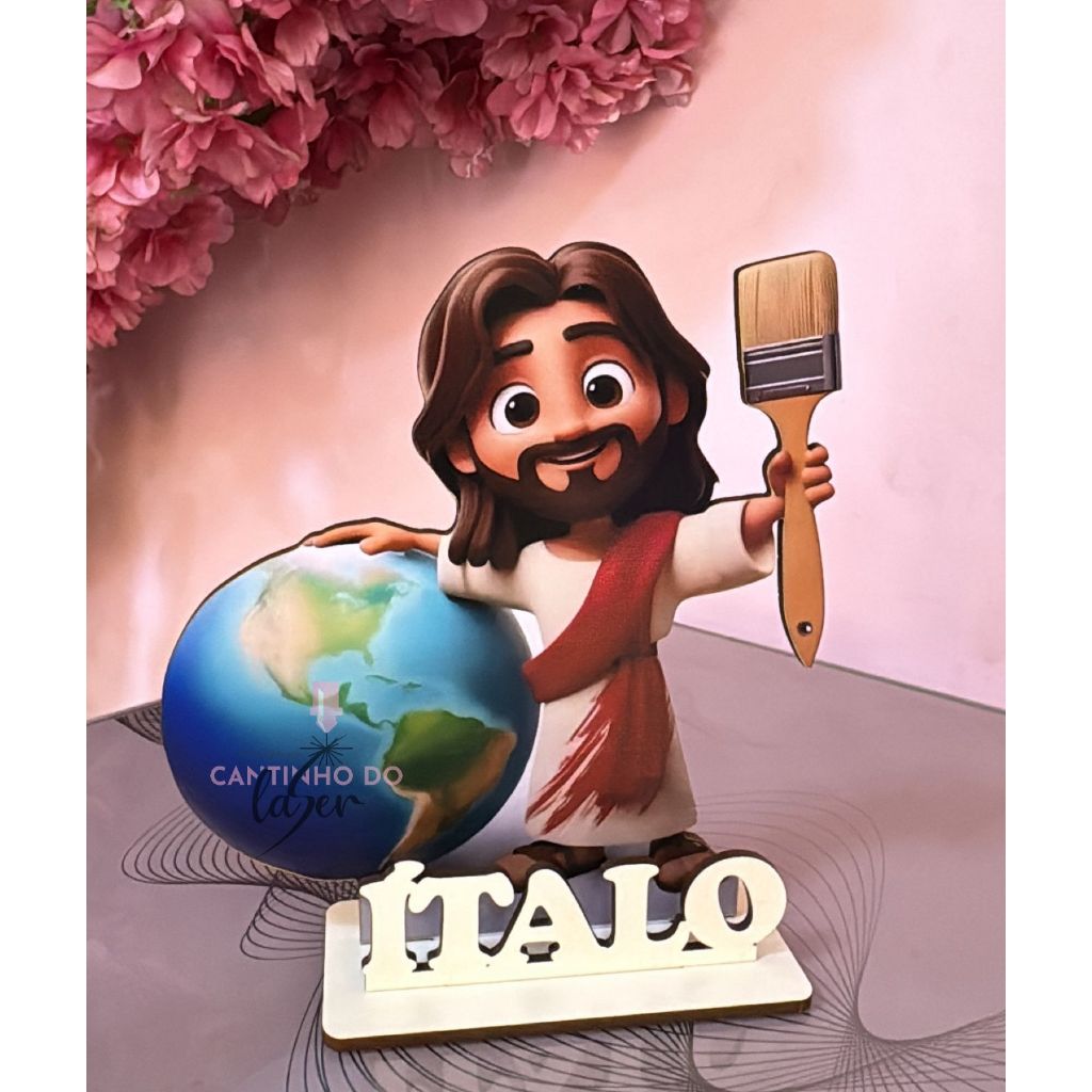 Lembrancinhas Centro de mesa o maior pintor do Mundo jeses  Personalizado com nome para aniversário em MDF adesivado