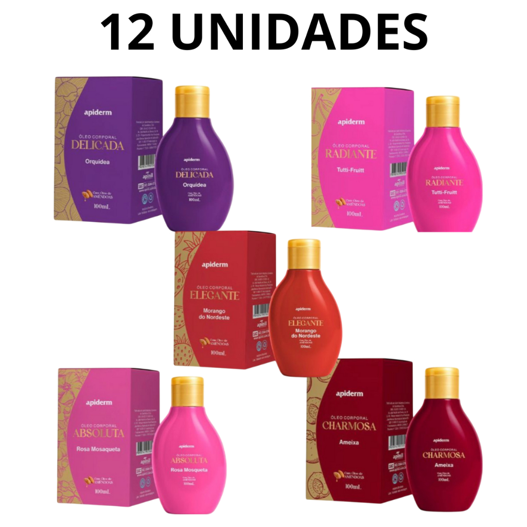 Óleo Corporal Apiderm Apinil 100 g Com óleo de Amêndoas KIT 12 UNIDADES