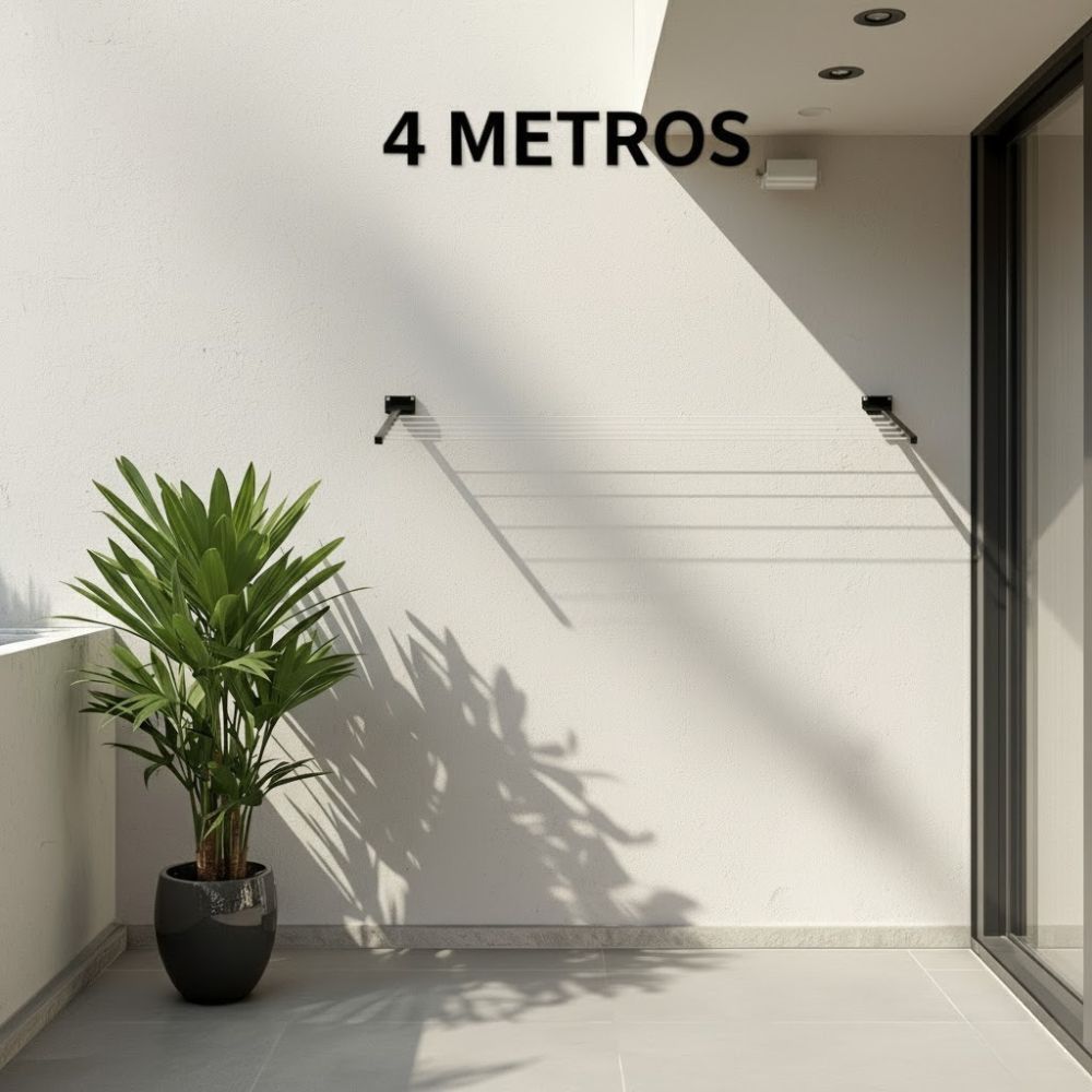 Varal De Roupa De Parede Retrátil Dobrável Em Aço Reforçado + Kit Instalação - Envio Imediato