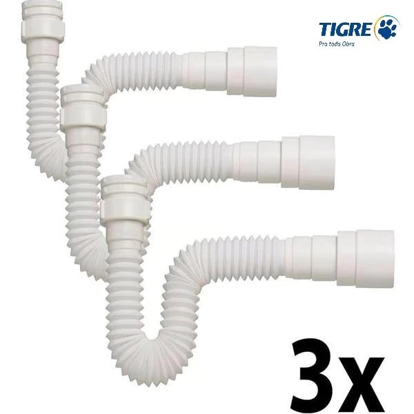 Kit 3x Sifão Sanfonado Ajustavel Multiuso Tigre
