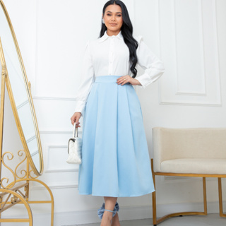 Saia Midi Rodada Godê em Alfaiataria Premium - Clássica e Elegante Forrada Luxxo em Oferta na Shopee