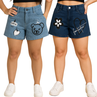 Kit 2 Short Jeans Cargo Bolso Lateral Feminino Bermudinha Infantil Juvenil do 8 aos 16. em Oferta na Shopee