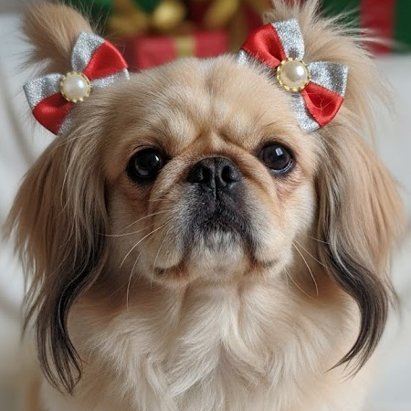 KIT LAÇOS PET M NATAL 10 UNIDADES (5 PARES) C/ ELÁSTICO PARA BANHO E TOSA/ PETSHOP